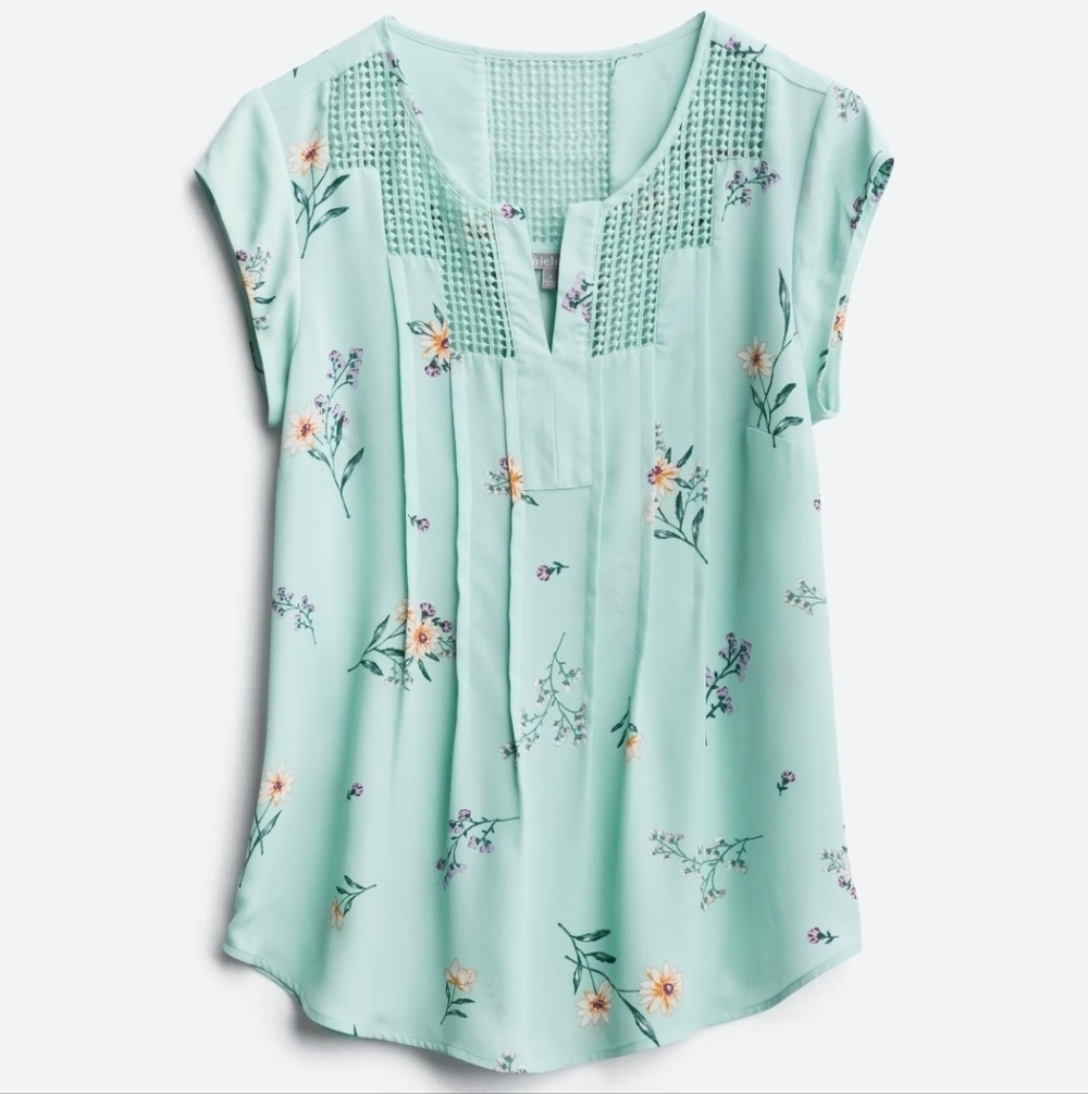 Daniel Rainn Estefany Lace Detail Split Neck Blouse SP